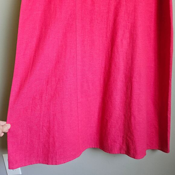 Coldwater Creek Midi Dress Size L Petite Pink Sleeveless Linen Cotton Blend - Picture 4 of 7